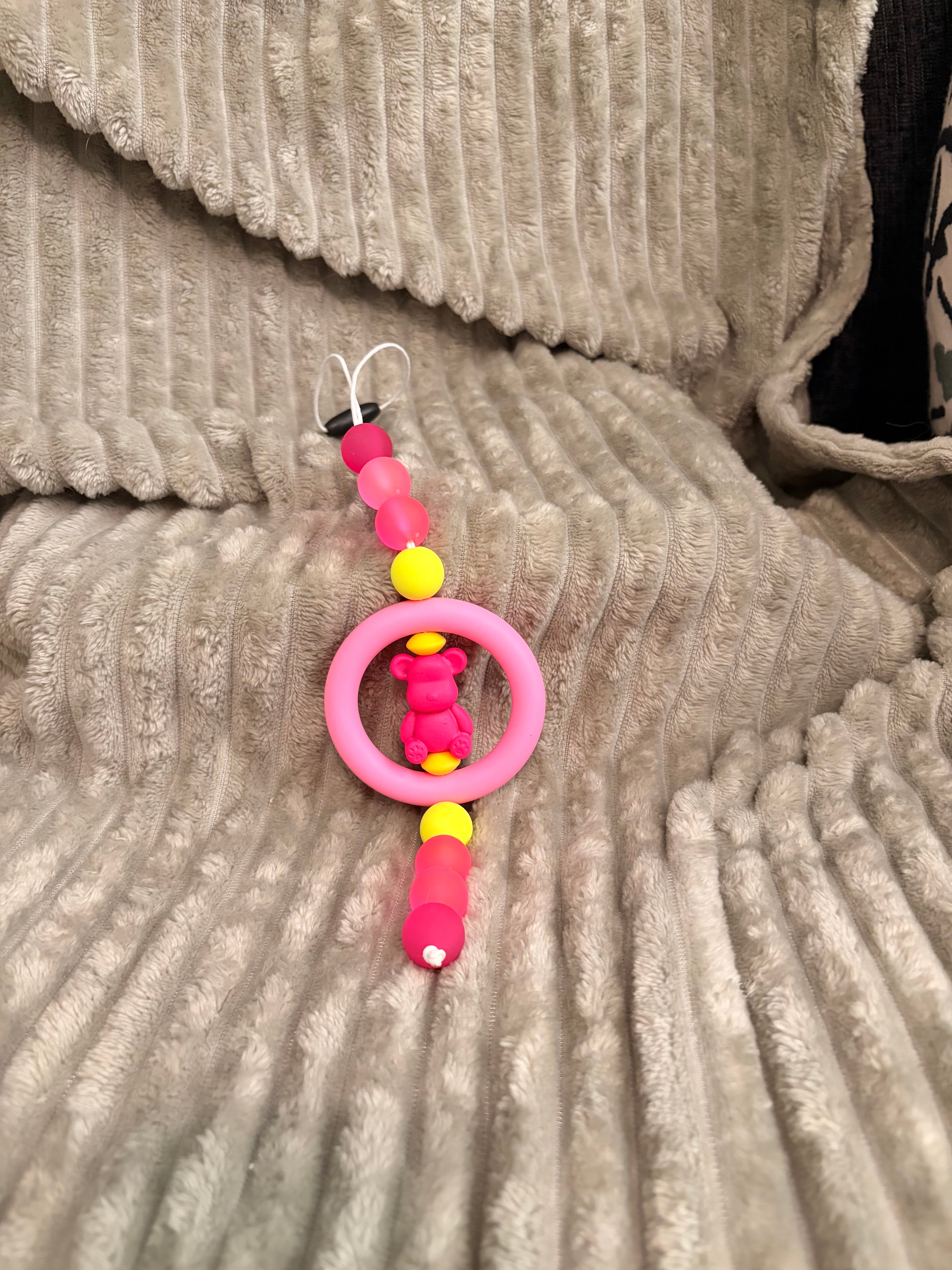 Neon Teddy Car Charm